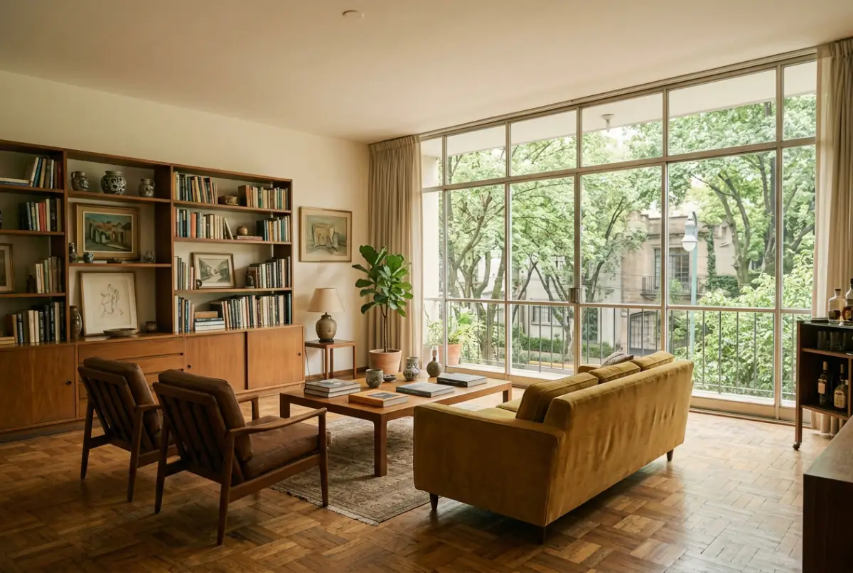 Quiet mid-century apartment blocks in Colonia Cuauhtémoc, Mexico City