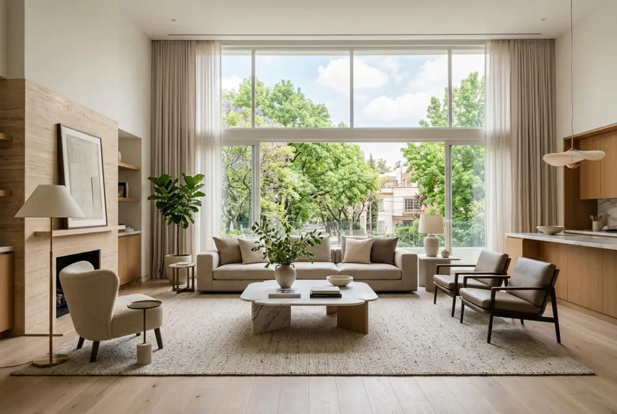 Modern residential towers with glass balconies in Polanco, Mexico City